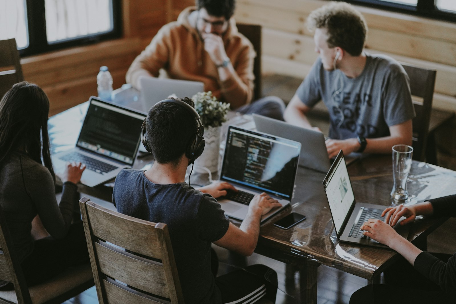 Team collaborating in an office